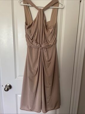 Monsoon Taupe Twist-Front Midi Dress